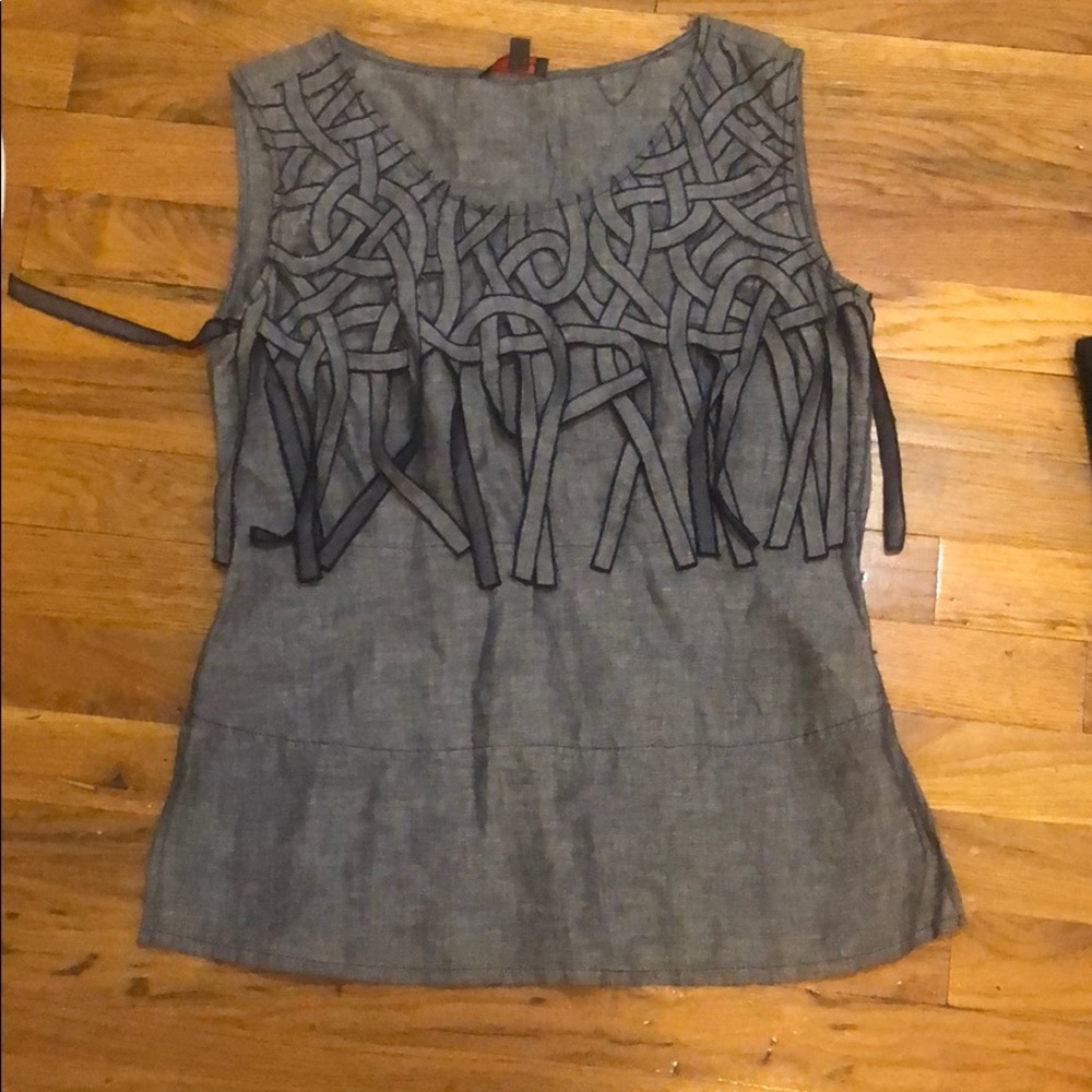 Chambray fringe top